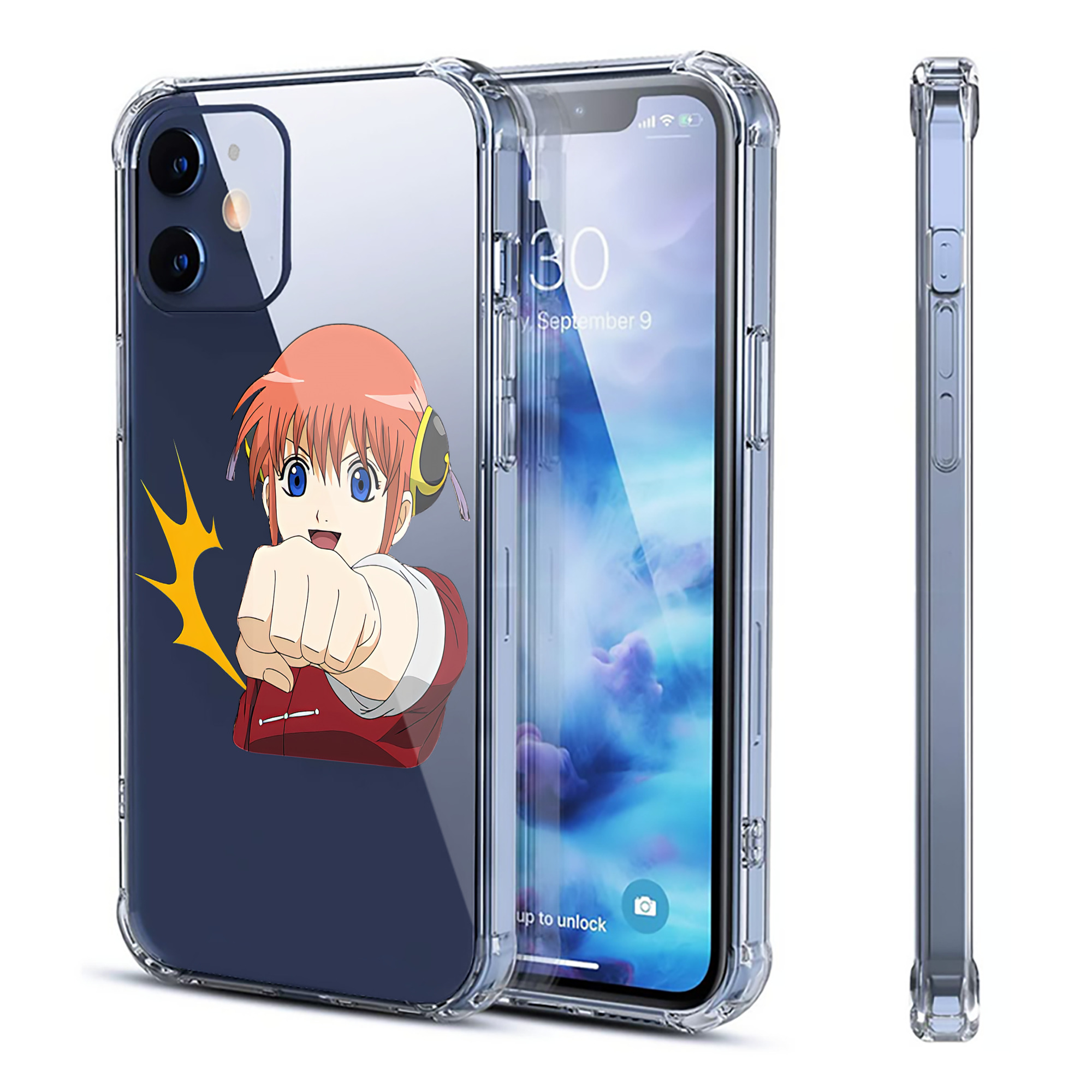 （画像用） ぎんたま 坂田銀時（さかたぎんとき） 神楽 志村新八（しむら しんぱち） GINTAMA Sakata Gintoki Kagura Shimura Shinpachi 【iPhone 12シリーズ対応】透明スマホケース（クリアソフトケース）